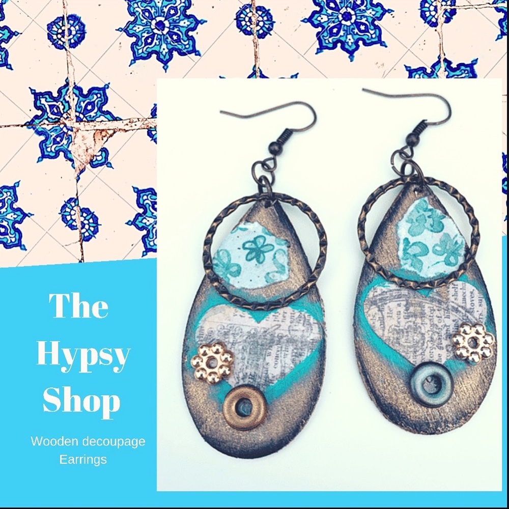 Boho handmade Wooden earrings